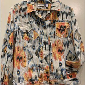 Chico's cotton linen jacket sz 3 XL